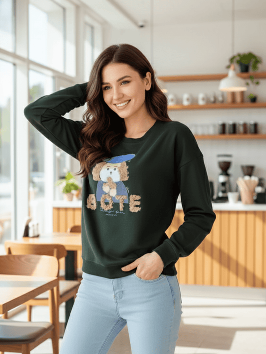 Bow Dog Regular Sweatshirt – Playful Streetwear Essential
