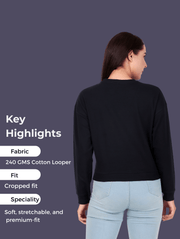 Modernisim Black Crop Sweatshirt – Minimal Luxe Streetwear