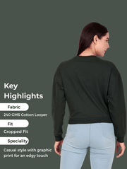 California Vibes Crop Sweatshirt – Bottle Green  Cozy Pre-Winter Style