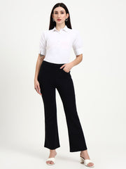 BELL BOTTOM JEGGING In Black | Retro Chic Comfort with Modern All-Season Stretch