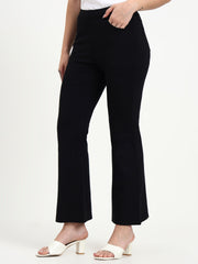 BELL BOTTOM JEGGING In Black | Retro Chic Comfort with Modern All-Season Stretch