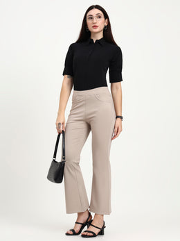 BELL BOTTOM JEGGING In Fawn | Retro Chic Comfort with Modern All-Season Stretch