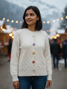 KNITTED FLOWER Premium Winter Sweater | Timeless Cozy Comfort