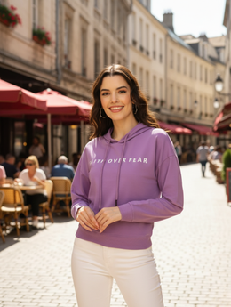 Faith of Fear Crop Hoodie – Bold Streetwear in Lavender